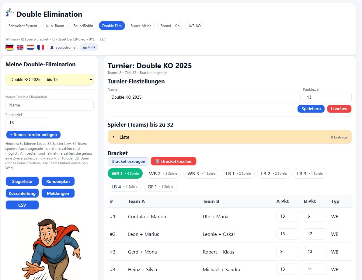 Double Elemination Boule Spiel Bild 1