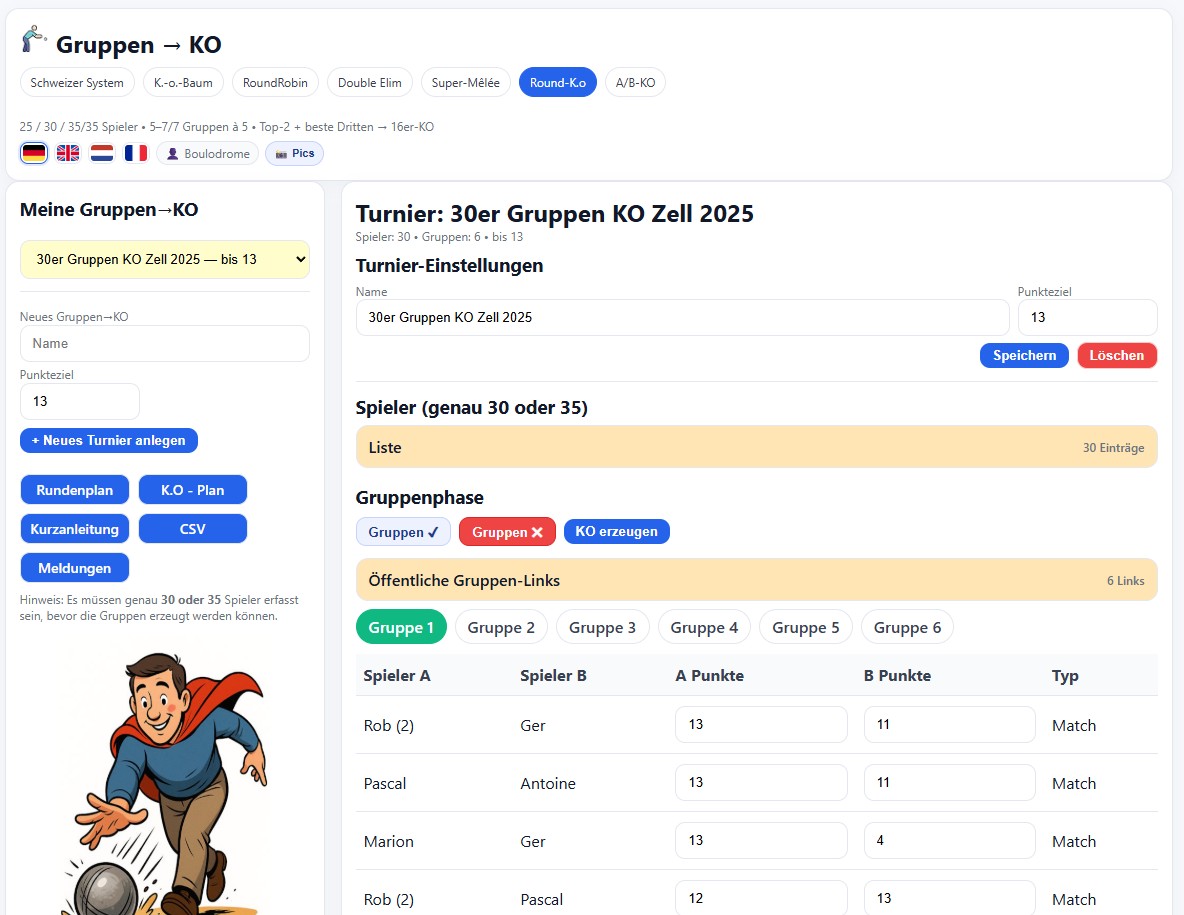 Gruppenphase Boule Turnier Bild 1