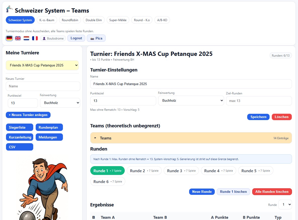Schweizer System Boule Turnier Bild 1